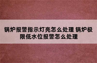 锅炉报警指示灯亮怎么处理 锅炉极限低水位报警怎么处理